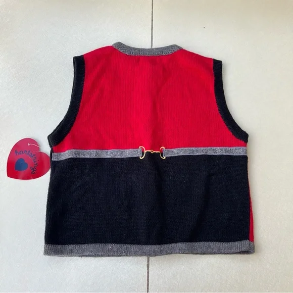 Hartstrings kids Girls/Boy Knit Cardigan Vest in Gray and Red Size 7/8 - Picture 2 of 5